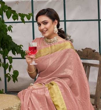 Bansari pink couple set saree with kurta 4