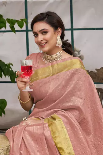 Bansari pink couple set saree with kurta