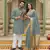 Grey silk couple wear saree with kurta