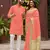 Peach silk couple wear saree with kurta