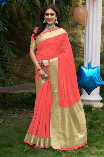 Hunny pink silk couple wear saree with kurta