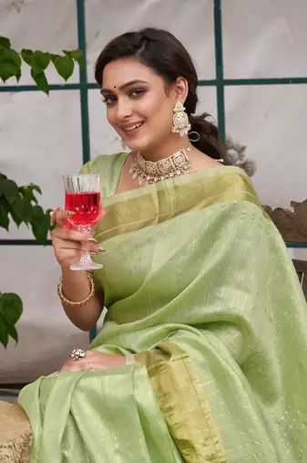 Mint Green Festive Couple's Set with Subtle Weave | Coordinated Ethnic Wear for Celebrations