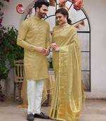 Bansari golden couple set saree with kurta