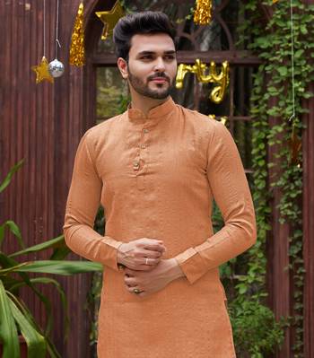 Bansari peach couple set saree with kurta 5