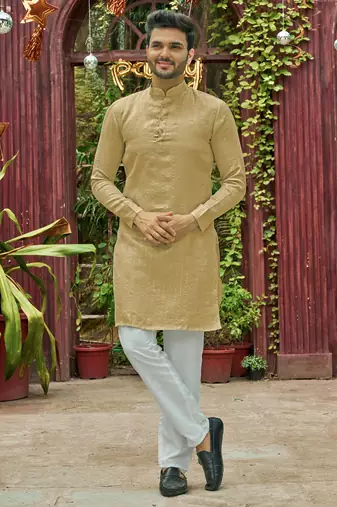 Bansari golden couple set saree with kurta