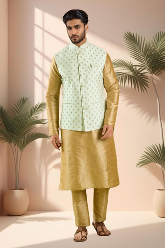 White jacket kurta for men"s