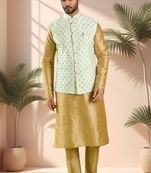 White jacket kurta for men"s