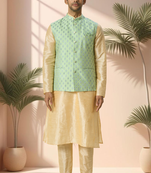 Green jacket kurta for men"s