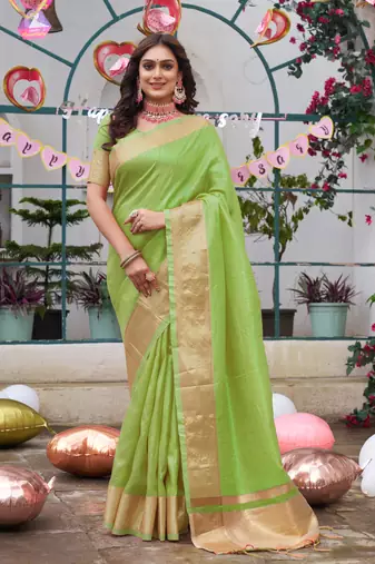 Sumitra green silk couple wear saree with kurta