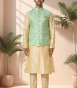 Green jacket kurta for men"s