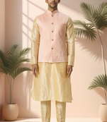 Pink jacket kurta for men"s