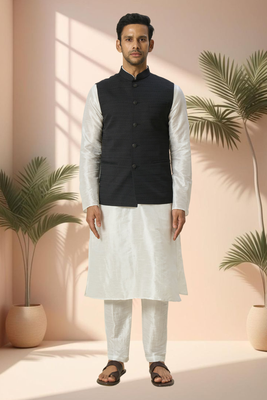 Black jacket kurta for men"s 1