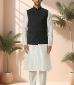 Black jacket kurta for men"s