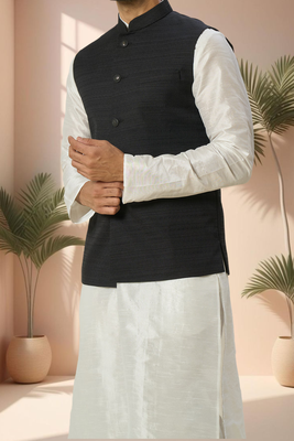 Black jacket kurta for men"s 3