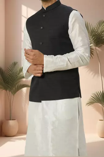 Black jacket kurta for men"s