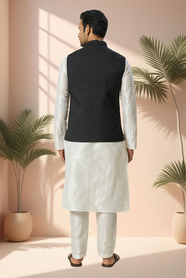 Black jacket kurta for men"s 4