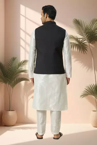 Black jacket kurta for men"s