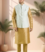 White jacket kurta for men"s