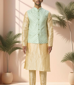 Green jacket kurta for men"s