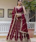Trendmalls Art Silk Embroidery with Golden Sequin work Lehenga Choli with Dupatta - Bridal Choli for Women