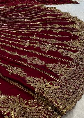 Art Silk Embroidery with Golden Sequin work Lehenga Choli with Dupatta - Bridal Choli for Women 7