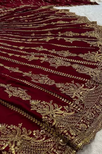 Trendmalls Art Silk Embroidery with Golden Sequin work Lehenga Choli with Dupatta - Bridal Choli for Women