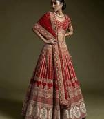 Satin Embroidery with Golden Sequin work Lehenga Choli with Dupatta - Bridal Choli for Women