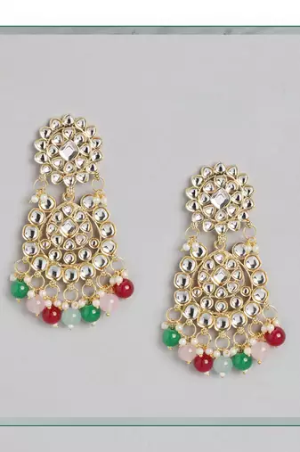 Super Premium Luxe Gold-Plated Kundan & Multi Pearl Beaded Jewellery Set With Mangtikka