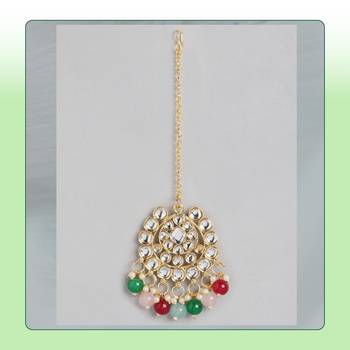 Super Premium Luxe Gold-Plated Kundan & Multi Pearl Beaded Jewellery Set With Mangtikka 5