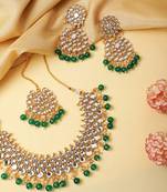 Green Pearl Kundan Heavy Indian Choker Set For Women