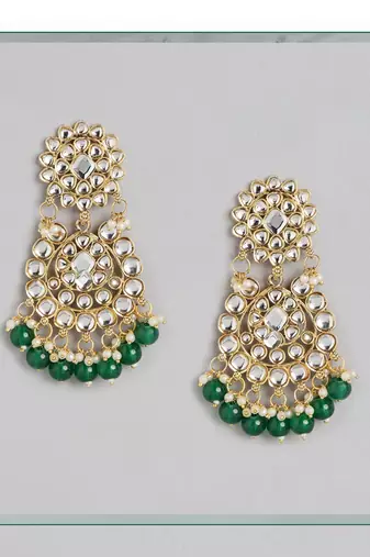 Green Pearl Kundan Heavy Indian Choker Set For Women