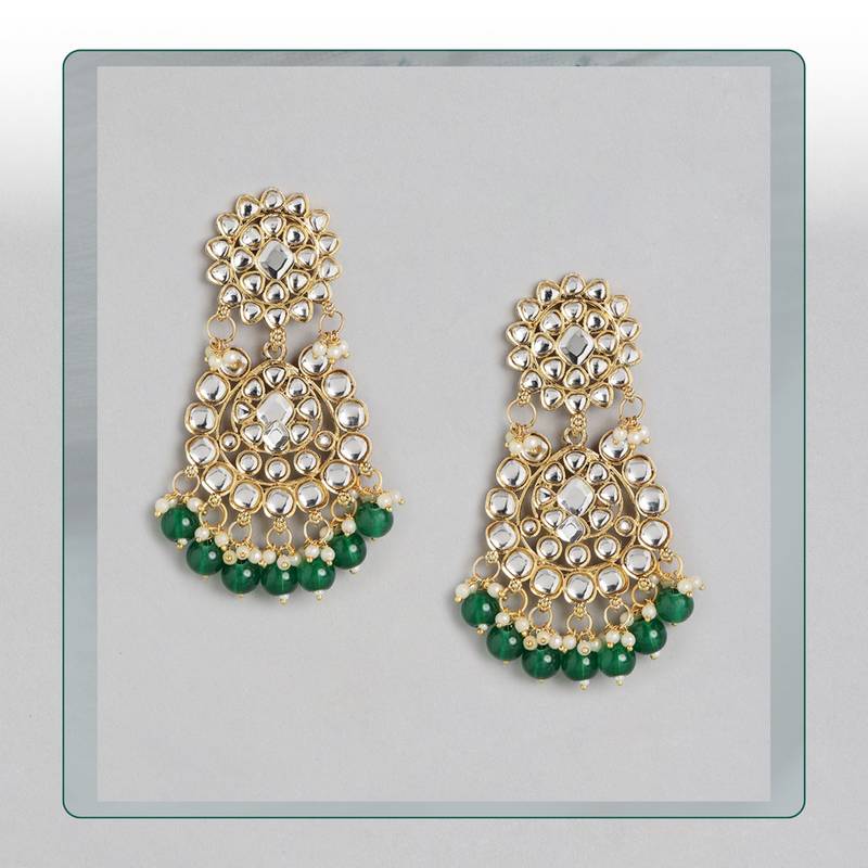 Green Pearl Kundan Heavy Indian Choker Set For Women