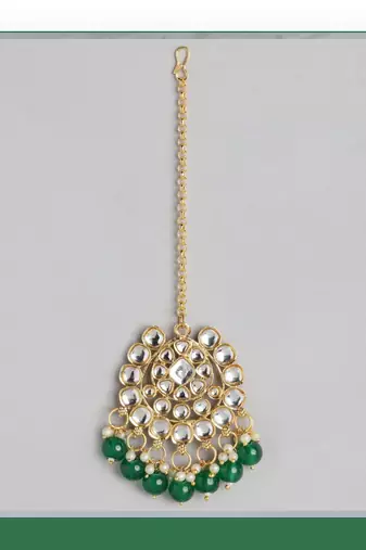 Green Pearl Kundan Heavy Indian Choker Set For Women