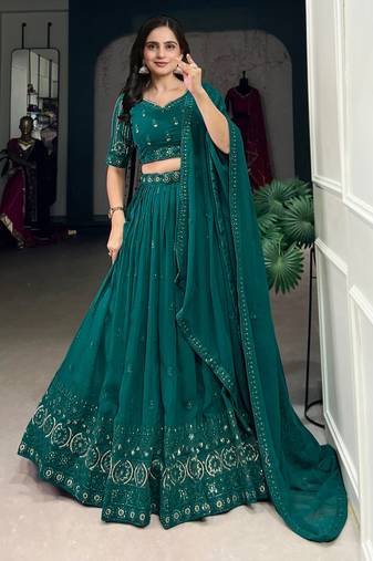 Georgette Embroidery work Lehenga Choli with Dupatta for Women