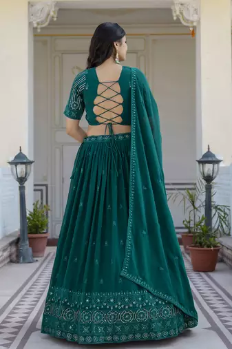 Trendmalls Georgette Embroidery work Lehenga Choli with Dupatta for Women