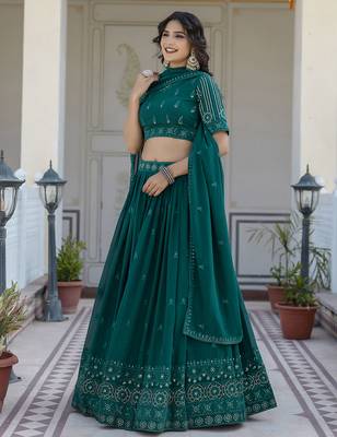 Georgette Embroidery work Lehenga Choli with Dupatta for Women 4