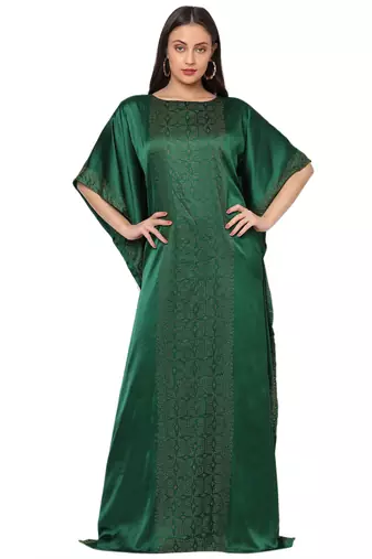 Resort Wear Bottle Green Satin Maxi