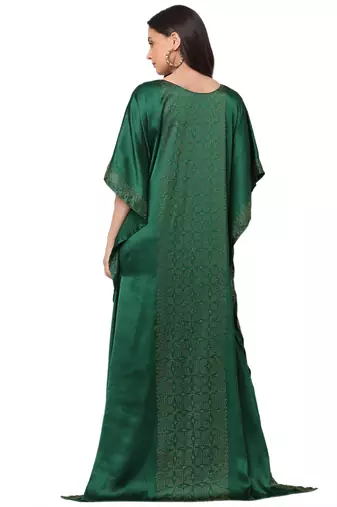 Resort Wear Bottle Green Satin Maxi