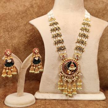 Royal multicolour beaded peacock necklace set 3