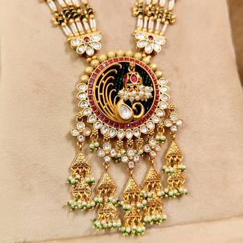 Royal multicolour beaded peacock necklace set 4
