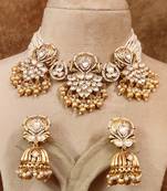 Pearl kundan polki gold look alike necklace set