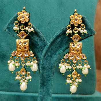 Kundan polki & pearl wedding choker necklace set 4