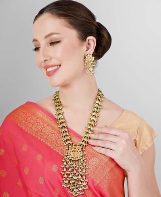 Royal kundan polki meenakari tassle necklace set 1