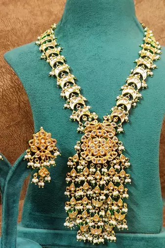 Royal kundan polki meenakari tassle necklace set