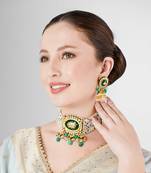 Emerald kundan polki & pearl royal choker necklace