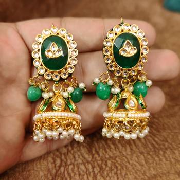 Emerald kundan polki & pearl royal choker necklace 4