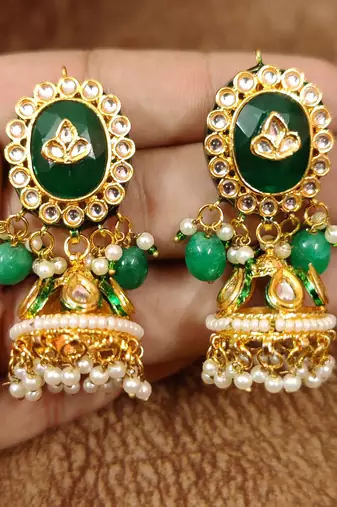 Emerald kundan polki & pearl royal choker necklace