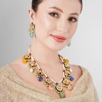Ethnic kundan meenakari multicolour necklace set 2
