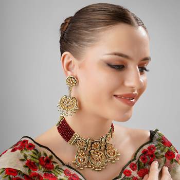 Ruby kundan meenakari semi precious choker set 1