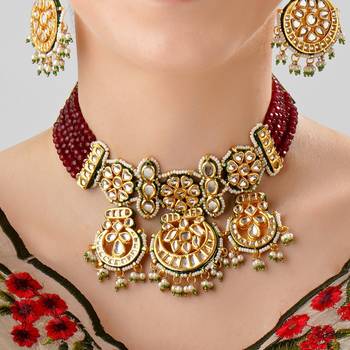 Ruby kundan meenakari semi precious choker set 2
